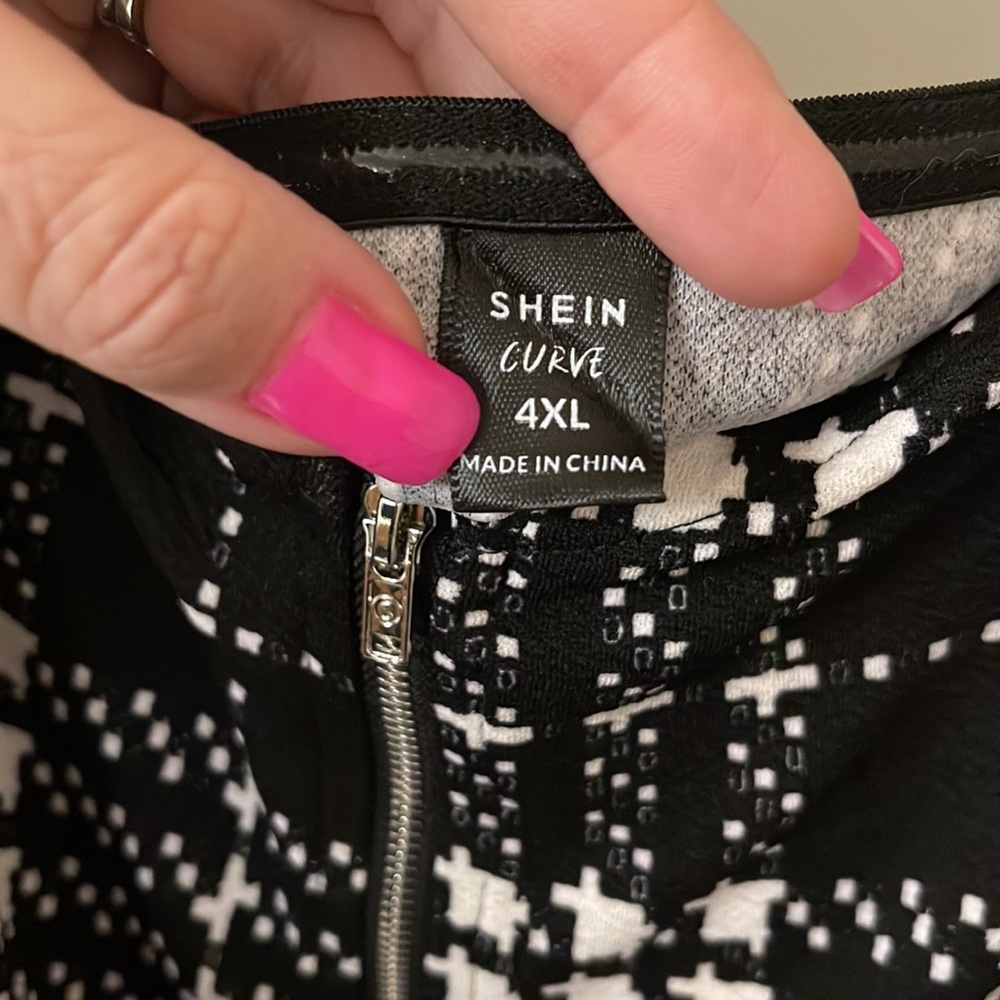 SHEIN Black and White Plaid Mini Dress - Picture 4 of 5
